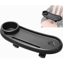 Plateau de poussette avec porte-gobelet, plateau repas et jeu pour bébé, idéal pour les voyages et la maison, noir