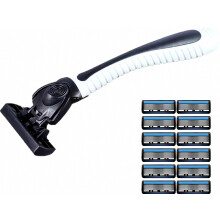 Rasoir pour homme à 6 lames avec tête rotative 3D, 12 lames de rechange, rasage de précision, manche ergonomique, étanche