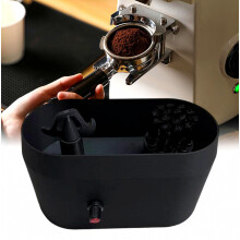 Support de nettoyage pour porte-filtre à expresso avec récupérateur de marc et brosse, compatible avec les porte-filtres de 51/53/58 mm