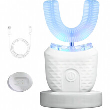 Brosse à dents électrique pour adultes, brosse à dents sonique en silicone en forme de U, minuterie automatique, lumière bleue nano, ergonom