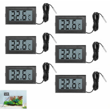 Lot de 6 thermomètres numériques pour aquarium avec sonde, affichage LCD de la température, plage de température de -50 à 110 C, câble de