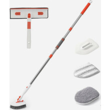 Ensemble de brosses de nettoyage avec tige d'extension rotative à 180 degrés, 4 têtes de brosse interchangeables pour toilettes, cuisine, sa