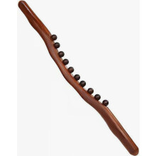 Bâton de massage en bois de hêtre de 58 cm avec 31 perles mobiles, masseur Gua Sha en bois pour le sport, le fitness, le bureau et la maison