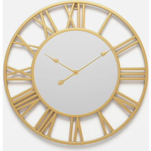 Horloge murale en métal avec miroir, style européen, trotteuse silencieuse, horloge analogique décorative pour salon, chambre et