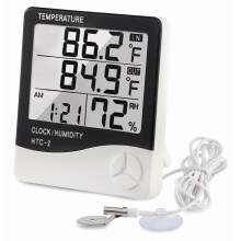 Thermomètre-hygromètre numérique avec écran LCD, commutateur C/F et indicateur de confort pour une utilisation à la maison et au bureau.