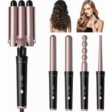 Ensemble de fer à friser 5 en 1, température réglable, cylindre en céramique, embouts interchangeables, chauffe rapide, convient à un usage
