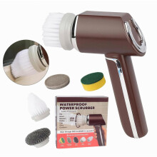 Brosse de nettoyage électrique, aspirateur sans fil avec batterie 2000 mAh, 5 têtes de brosse pour salle de bain, cuisine et voiture