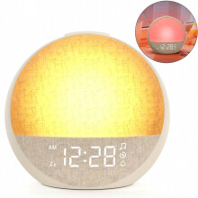 Réveil lumineux, réveil simulateur d'aube pour un réveil en douceur, avec 7 sonneries, 30 sons de la nature, minuteur, fonction snooze et 11