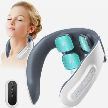 Appareil de massage pour la nuque avec 4 têtes de massage par pulsations, fonction chauffante, 6 modes, 9 intensités, portable pour un massa