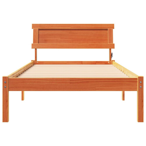 VidaXL vidaXL Bed Frame with Headboard Wax Brown 75 x 190 cm Solid Pine Wood 2