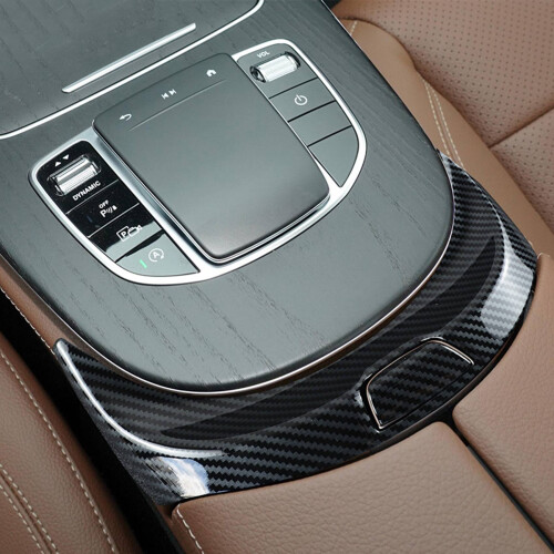 Bil Center Console ArmstöD Box Trim  Knappar Panelskydd för   E Class W213 2017-2021 Kolfiber 2