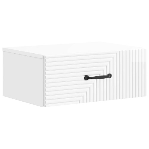 VidaXL vidaXL Wall-Mounted Bedside Cabinet with Drawer 2 pcs High Gloss White 2