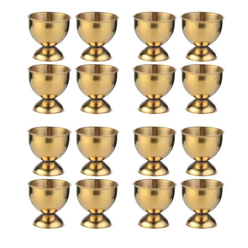 16X Egg Cups Set Stainless Steel Eggs Hard Boiled Eggs and Soft Tray Tool Holders Kitchen, Gold