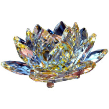 C Figurine de Fleur de Lotus en Cristal, DéCoration de Mariage pour la Saint-Valentin, Collection Artisanale en Verre, Ornements de Table, Cadeau