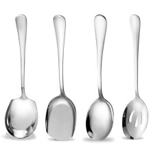 Serving Spoons Large,4Pcs Stainless Steel Buffet Serving Spoon Long Handle Soup Spoons Cooking Spoon,for Home,Restaurant