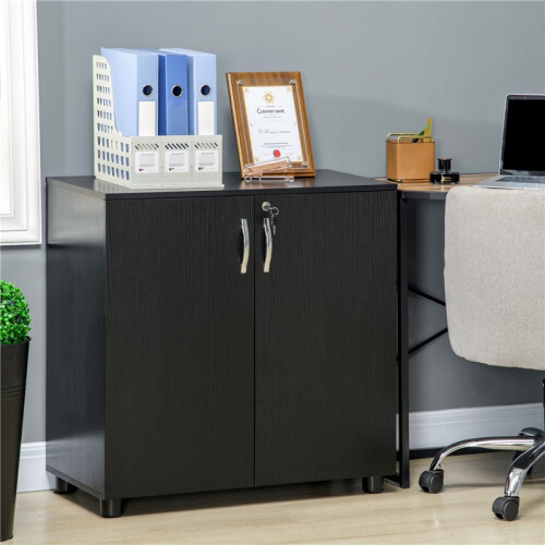 Two-Tier Locking Office Storage Cabinet - Black 1