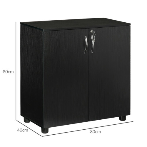 Two-Tier Locking Office Storage Cabinet - Black 2