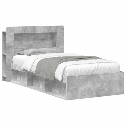 VidaXL vidaXL Bed Frame with Storage with Headboard Concrete Grey 90 x 200 cm 1