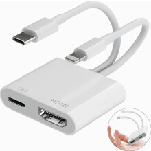 Lightning-auf-HDMI-Digital-AV-Adapter, USB-C-Dualkabel auf HDMI, kompatibel mit iPhone und iPad, 1080p-Video und -Audio