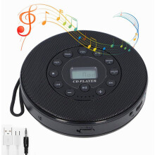 Tragbarer CD-Player mit Lautsprecher, wiederaufladbar, 8 Stunden Akkulaufzeit, stoßfest, USB- und AUX-Anschluss, Bluetooth, Autokompatibel