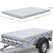 420D Anhängerabdeckung 207 x 114 x 10 cm, dicke, wasserdichte und reißfeste Plane mit 6 m Seil, strapazierfähig und langlebig
