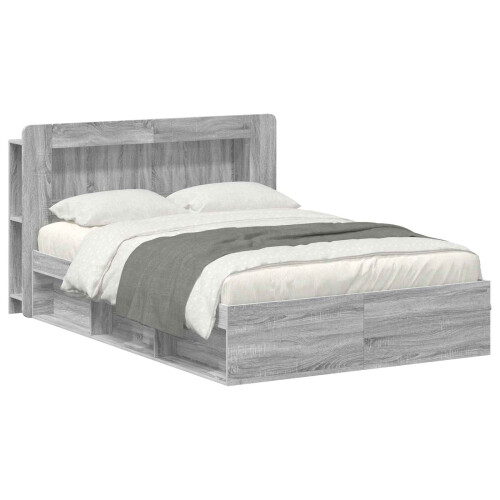 VidaXL vidaXL Bed Frame with Storage Grey Sonoma 140 x 190 cm Engineered Wood 2