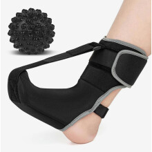 Night Foot Brace for Heel Spur and Plantar Fasciitis, Foot Support Bandage with Massage Ball for Pain Relief, Size M, Bl