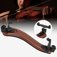 Adjustable Violin Shoulder Rest for 3/4 and 4/4 Violins, Coffee Brown Wood-Look, Non-Slip and Height Adjustable