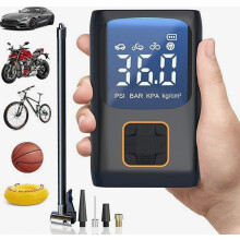Electric Air Pump for Bicycle, Car and Motorcycle, 6000 mAh Battery, 150 PSI, LED Light, Preset Pressure, Compact and Po