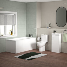 Bathroom Suite 1500mm Square Bathtub With 400mm Freestanding Vanity and Toilet