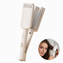 32mm Triple Barrel Hair Waver, Adjustable Temperature 160C-220C, Large Beach Waves Curler with Heat Protection