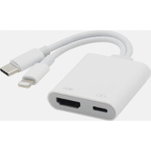 Lightning and USB C HDMI Adapter, 1080P Digital AV Adapter for iPhone and iPad, HDMI Video and Audio Sync for TV and Pro