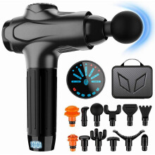 Deep Tissue Massage Gun with 12 Massage Heads, 7 Intensity Levels, 2500 mAh, Storage Case, Muscle Recovery Massager for