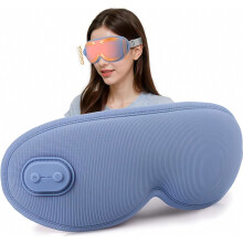 Wireless Heated 3D Sleep Mask, Light Blocking with Vibration, Timer and Rechargeable Battery, Portable for Deep Sleep