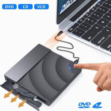 External CD DVD Drive USB 3.0 and Type-C, Slim Design DVD Burner for PC and Laptop, Portable External Optical Drive