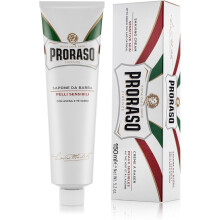 Proraso Shaving Cream Tube, 150ml, Sensitive Shaving Cream for Men Protects Skin, Formula with Oat and Green Tea Extracts, Made in Italy, White