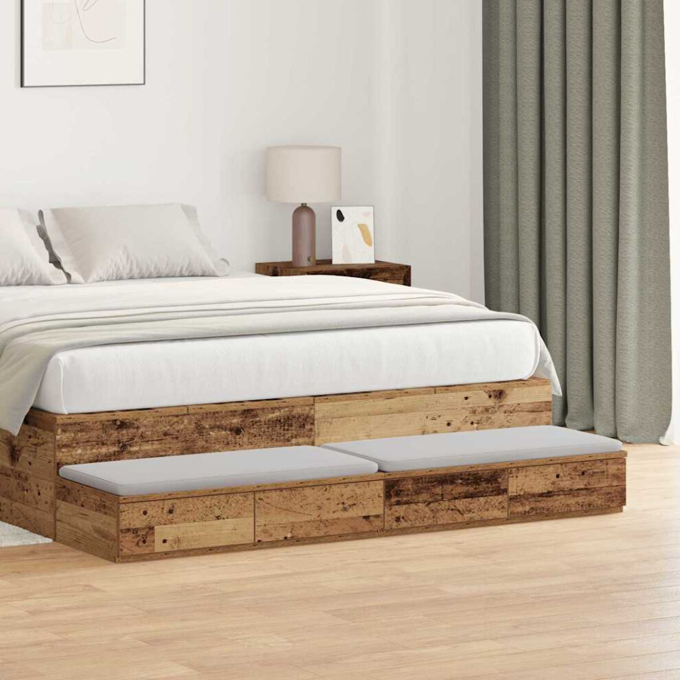 Vidaxl Bed Drawers Old Wood 135 X 36.5 X 16.5 Cm Engineered Wood
