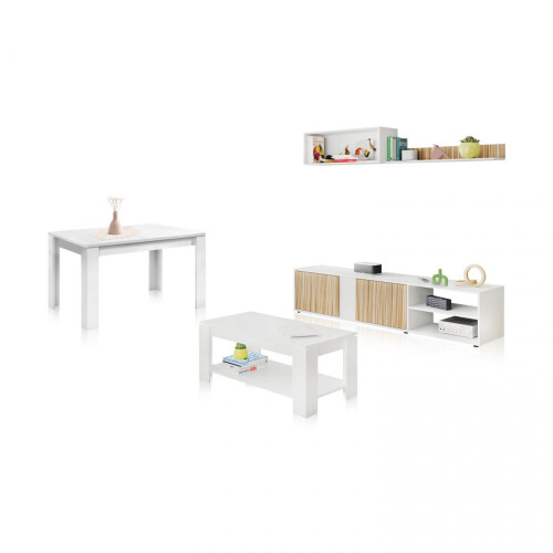Pack salón con mesa de centro y mesa de comedor Alix Max