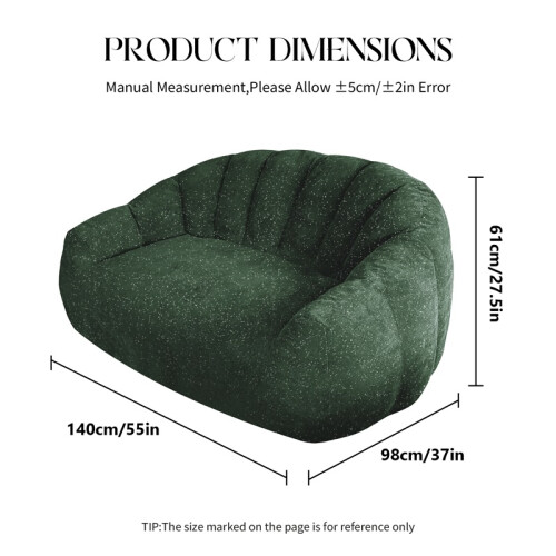 Green Shiny Silver Speck Bean Bag Sofa 1