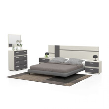 Dormitorio compuesto por 5 piezas en blanco y grafito Ataneq Air 4C