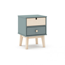 Mesita de noche de 2 cajones y patas en verde salvia y oak soft 40x51,3 cm Misty Cloud