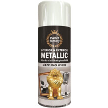 Rapide Dazzling White Metallic Spray Paint Use High Gloss Finish Coating 400ml