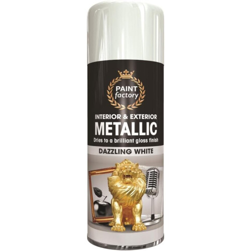 Rapide Rapide Dazzling White Metallic Spray Paint Use High Gloss Finish Coating 400ml
