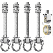 Conjunto de 4 ganchos de balanço com rolamentos, fixação de rede de 225 mm para vigas de madeira, gancho de suspensão giratório reforçado M1