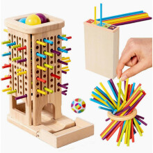 Jogo de tabuleiro educativo de classificação para crianças a partir de 3 anos, brinquedo de madeira 3 em 1 com 40 varetas e caixa de armazen