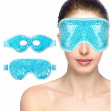 Kit com 2 máscaras de gel reutilizáveis para os olhos, compressas quentes e frias para olhos cansados, dores de cabeça e inchaço, azul.