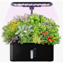 Sistema de jardim hidropônico para interiores com luz LED para cultivo, kit para horta de ervas com bomba silenciosa, temporizador e reserva