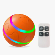 Bola de brinquedo interativa para cães e gatos com controle remoto, bola giratória que quica sozinha, luz LED e recarregável.