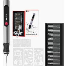 Caneta de gravação sem fio adequada para mais de 50 superfícies, conjunto completo com 30 brocas e estênceis, ideal para iniciantes.