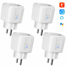 Kit com 4 Tomadas Inteligentes de 16A com Controle por Aplicativo, Tomada Wi-Fi, Compatível com Tomadas Europeias, Temporizador, Funciona co